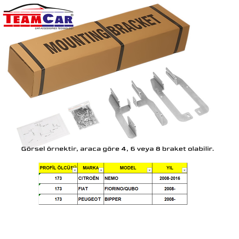 TEAMCAR FIAT FIORINO/QUBO/NEMO/BIPPER 08- YAN BASAMAK AYAĞI   P:173CM