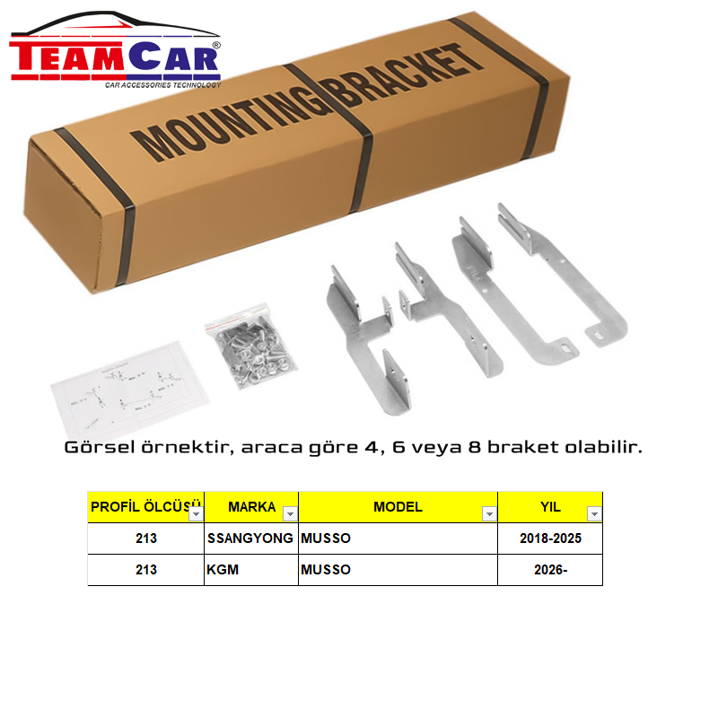 TEAMCAR SSANGYONG MUSSO EV 18-25/KGM MUSSO  26- YAN BASAMAK AYAĞI ETEKLİ P:213CM