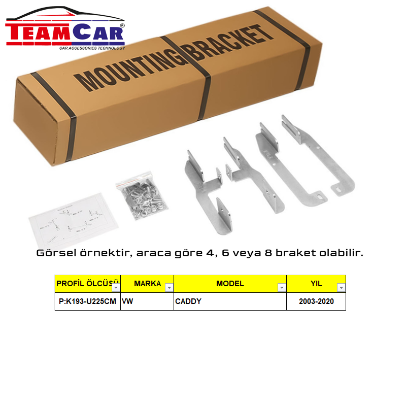 TEAMCAR VW CADDY 03-20 YAN BASAMAK AYAĞI   P:K193-U225CM