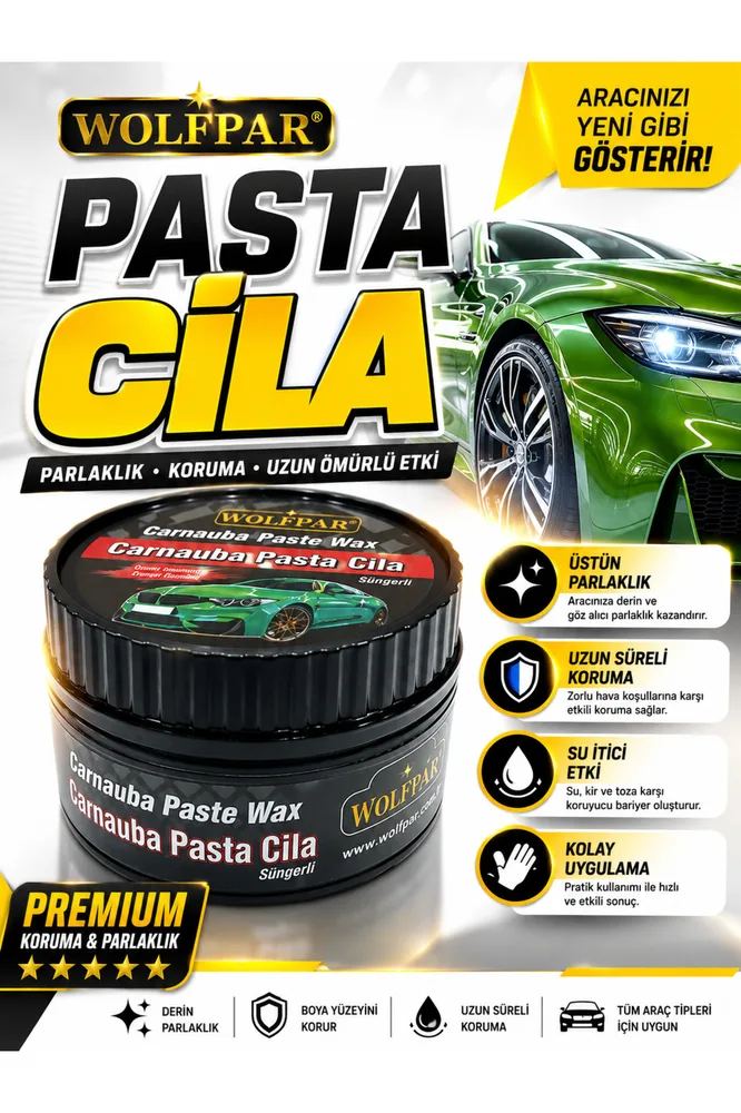 WOLFPAR RAM00399 — PASTA CİLA BOYA KORUYUCU CARNUBALI SÜNGERLİ 270G