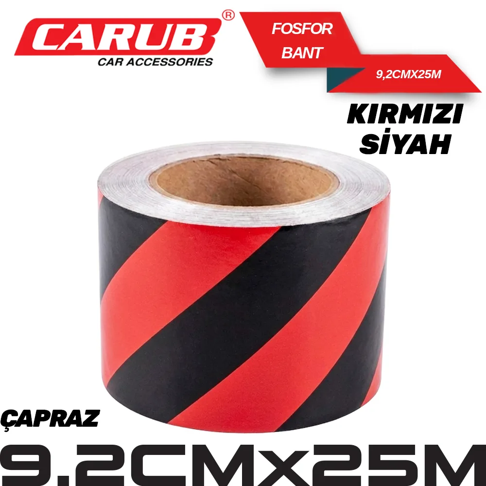 CARUB BR2406108 — FOSFOR BANT ÇAPRAZ 9,2 CMX25M SİYAH-KIRMIZI