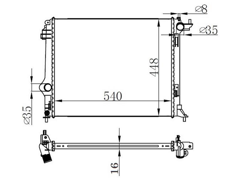 APD 20520019 — SU RADYATÖRÜ KLİMALI BRAZING 540x448x16