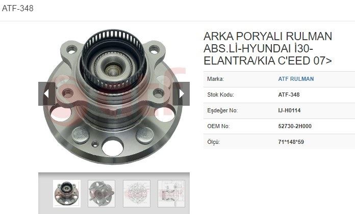 ATF 348 — PORYA ARKA (5D) (ABSLİ) (71x148x59) HYUNDAI İ30 ELANTRA 14 16 14 CRDİ 16 CRDİ 20 CRDİ 07-