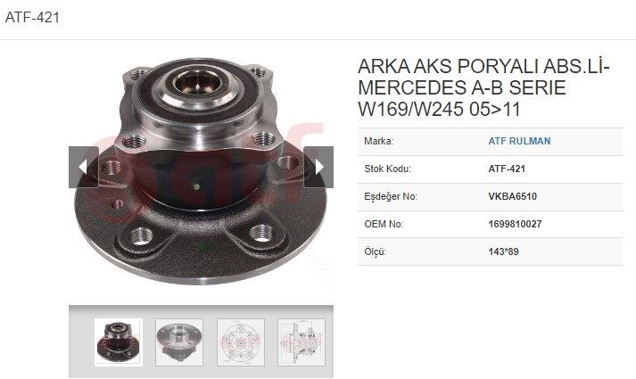 ATF 421 — PORYA ARKA (5D) (ABSLİ) (143x89) MERCEDES A B SERIE A B150 A B160 A B170 A B180 A B200 W169 W245 05-11