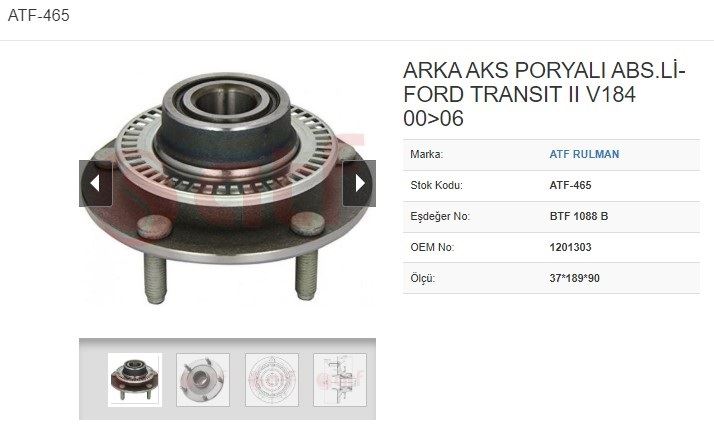 ATF 465 — PORYA ARKA (5D) (ABSLİ) (37x189x90) FORD TRANSIT II V184 20 T DCI 24 T DCI 00-06