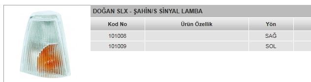 AYFAR 101008 — SİNYAL LAMBASI SAĞ ( FIAT M131 DOGAN SLX SAHIN S )