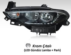 AYFAR 101134 — FAR SAĞ FIAT EGEA 16-20 MOTORLU KROM ÇITALI - LED DRL PARK
