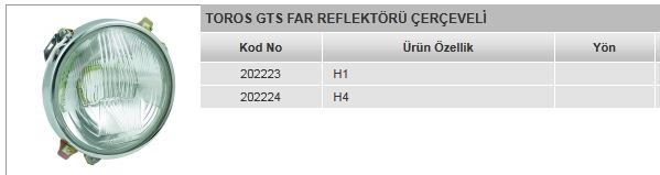AYFAR 202224 — FAR REFLEKTÖRLÜ H4 R12 ÇERÇEVELİ 202223