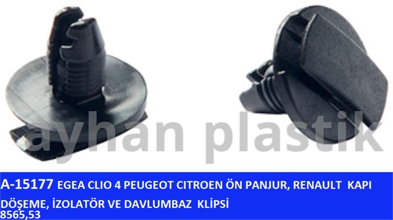 AYHAN A15177 — KAPI DÖŞEME İZOLATÖR VE DAVLUMBAZ KLİPSİ RENAULT / ÖN PANJUR KLİPSİ PEJO-CITROEN EGEA-CLIO IV