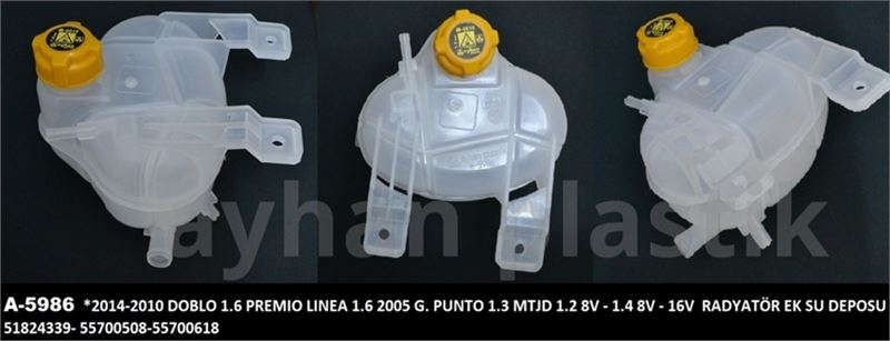 AYHAN A5986 — RADYATÖR EK SU DEPOSU KAPAKLI ( FIAT DOBLO 1.6 GRANDE PUNTO-EVO -PUNTO EVO ALFA ROMEO MITO 1.2 8V - 1.4 8V