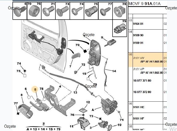 BİTAPART BPE309103 — ON KAPI IC ACMA KOLU SAG PEUGEOT BIPPER FIAT FIORINO