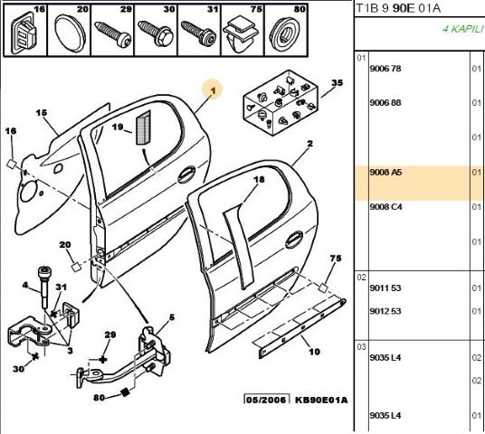 BİTAPART BPE310006 — ARKA SAG KAPI 206 206+ 5/KAPI