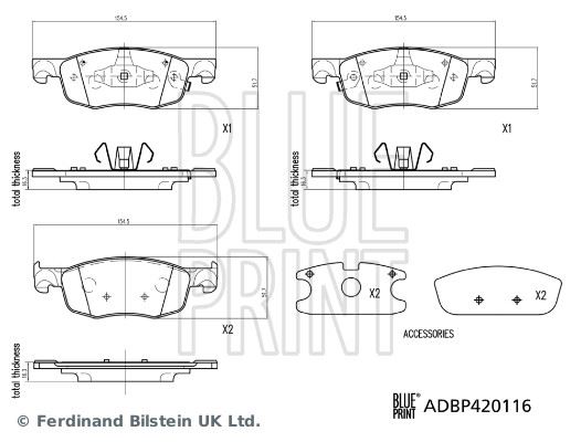 BLUEPRINT ADBP420116 — FREN BALATASI ÖN TOYOTA YARIS 2020-
