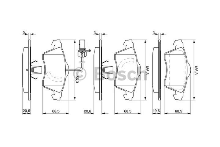 BOSCH 0986424537 — DİSK BALATA - ÖN - İKAZ KABLOLU VOLKSWAGEN TRANSPORTER CARAVELLE T4 09 90-