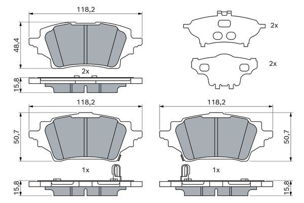 BOSCH 0986424911 — ARKA FREN BALATA TOYOTA COROLLA 1.2L 8NRFTS NRE210 19> / 1.6L 1ZR-FAE ZRE210 19> / 1.8L 2ZR-FXE Hybrid