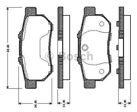 BOSCH 0986461131 — ARKA FREN BALATA HONDA CIVIC 1.6L B16A2 VTEC 16v 160hp EK4 kasa 96-98 / JAZZ 1.4L GD GE kasa 02- > / CITY