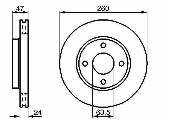 BOSCH 0986478170 — FREN AYNASI ÖN HAVALI 260 MM FORD MONDEO I,II 93-00