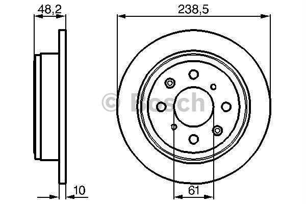 BOSCH 0986478350 — FREN DİSKİ ARKA DÜZ (239-4)-(HONDA ACCORD 86/89/CIVIC 88/95/CRX 88/91/ROVER-200 90/00/ROVER-400
