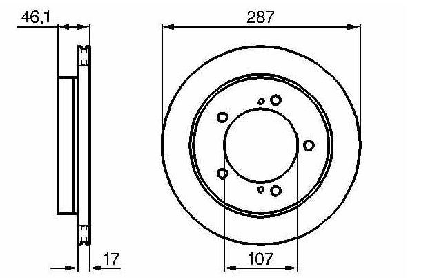 BOSCH 0986478422 — ÖN FREN DİSKİ HAVA KANALLI SUZUKI VITARA 1.6L G16B 5 kapı 16 supap 92-98 287 çap x 5 bijon - A det disk