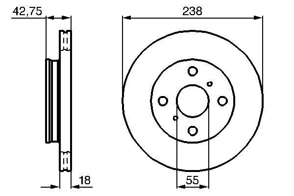 BOSCH 0986478438 — FREN DİSKİ ÖN (TOYOTA STARLET 1.3 12 V 89-92)
