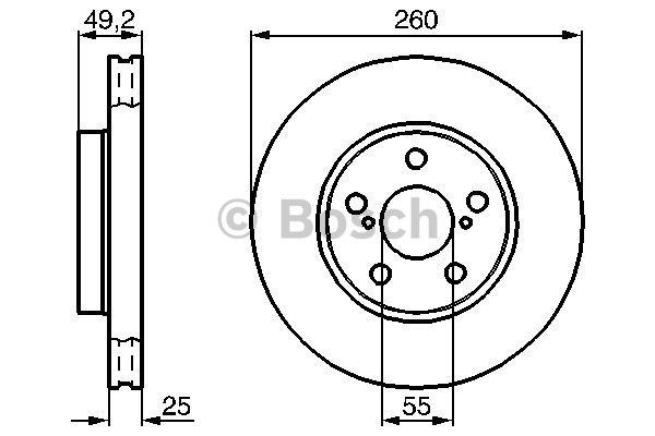 BOSCH 0986478451 — ÖN FREN DİSKİ HAVA KANALLI TOYOTA AVENSIS 2.0L 3S-FE 1AZFSE ST220 AZT220 98-02 260 çap x 5 bijon - Adet