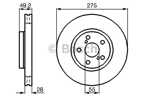 BOSCH 0986478583 — ÖN FREN DİSKİ HAVA KANALLI TOYOTA AVENSIS 2.0L 1AZFSE 1CDFTV AZT220 CDT220 ARKA FRENLER DİSK TİPİ İSE