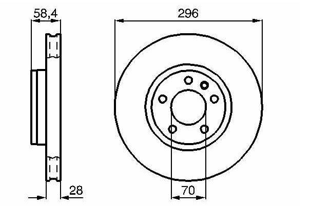 BOSCH 0986478593 — ÖN FREN AYNASI (ADET) OMEGA A B 26 30 24V (90 703) SENATOR (90 93) (296x28x5DLxHAVALI)