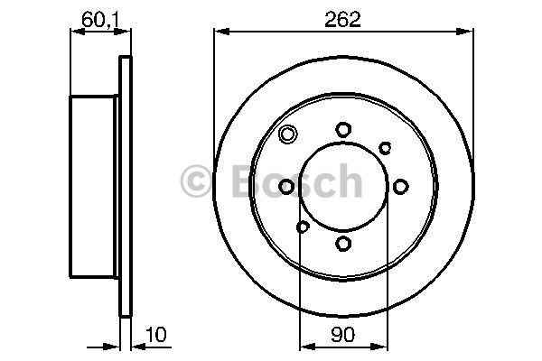 BOSCH 0986478655 — ARKA FREN DİSKİ DOLU TİP MITSUBISHI LANCER 1.6L 4G18 CS3A 03-08 262 çap x 4 bijon - Adet disk fi yatıdır