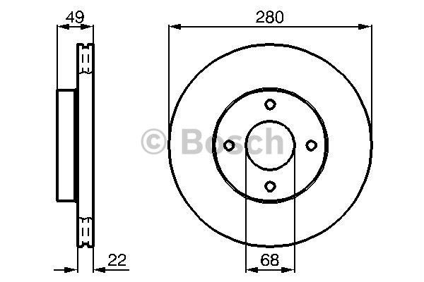 BOSCH 0986478728 — ÖN FREN DİSKİ HAVA KANALLI NISSAN ALMERA 1.5L QG15DE N16 02> / PRIMERA 1.6L 2.0L GA16 SR20 P11 99 -01 280