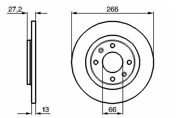 BOSCH 0986478847 — FREN DİSKİ ÖN DÜZ 266 MM ( PEUGEOT PARTNER /301 1.2 1.6HDI 1.6 16V / CITROEN BERLINGO 96 / C2 / C3 1.4