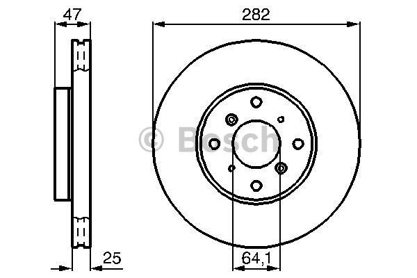 BOSCH 0986478982 — ÖN FREN DİSKİ HAVA KANALLI HONDA ACCORD 1.8L F18B2 CG8 EURO 99-02 282 çap x 4 bijon - Adet disk fiyatıdır