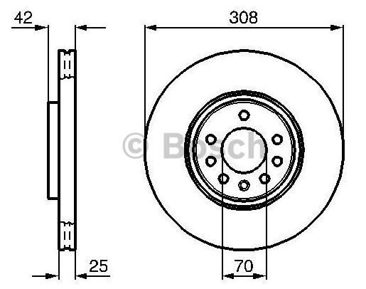 BOSCH 0986479113 — ÖN FREN AYNASI ASTRA H-ZAFIRA B-MERIVA A-B-CORSA D-E-ADAM-ASTRA G-VECTRA B 308x25x5DLxHAVALI 16 İNÇ