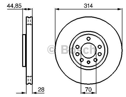 BOSCH 0986479143 — FREN DİSKİ ÖN [314 / 28-25 MM] KAPLAMALI YUKSEK KARBON ALASIMLI (OPEL VECTA C-SİGNUM / SAAB 9-3)