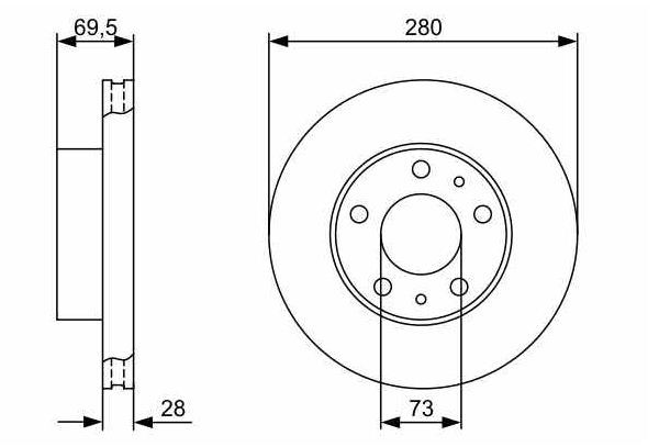 BOSCH 0986479313 — FREN DİSKİ ÖN (5D 280 MM) PEUGEOT BOXER III FIAT DUCATO III CITROEN JUMPER III 06- (17 INC)