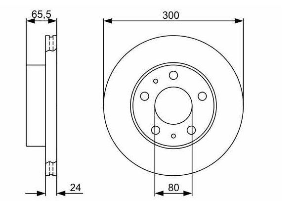 BOSCH 0986479314 — ÖN FREN AYNASI FIAT DUCATO 94-14 PEUGEOT BOXER 94-14 CITROEN JUMPER 94-14 KARSAN JEST 98> 300x24x5DELİK