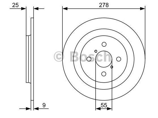 BOSCH 0986479360 — FREN DISKI ARKA DUZ-(278-4)-(TOYOTA YARIS 06/13 1.5 HYBRID 12/ )