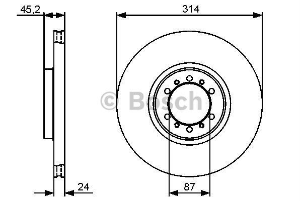 BOSCH 0986479469 — ÖN FREN DİSKİ HAVA KANALLI MITSUBISHI L200 2.5L 4D56INT MAGNUM K74T 4x4 02-05 314 çap x 6 bijon - Adet