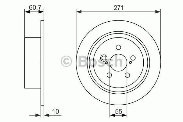 BOSCH 0986479613 — ARKA FREN AYNASI AVENSIS 1.8I 16V-1.6I 16V-2.0I 16V-2.0I 16V 00-03 271x10x5DL