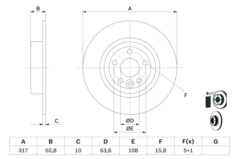 BOSCH 0986479E58 — FREN DİSKİ ARKA ADET LAND ROVER RANGE ROVER EVOQUE 2.0 D-2.2 D 14-20