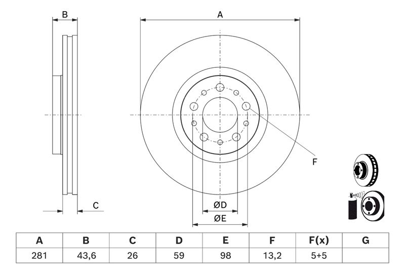 BOSCH 0986479J45 — FREN DİSKİ ÖN ADET FIYATI ( KUTU İÇİ 2 ADET ) EGEA 20-