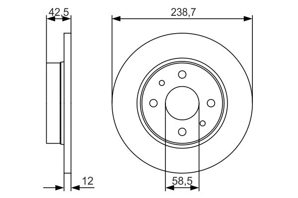 BOSCH 0986479R61 — FREN DİSKİ ÖN LADA SAMARA 86-99 VEGA 95-05 238.7x52.8x12