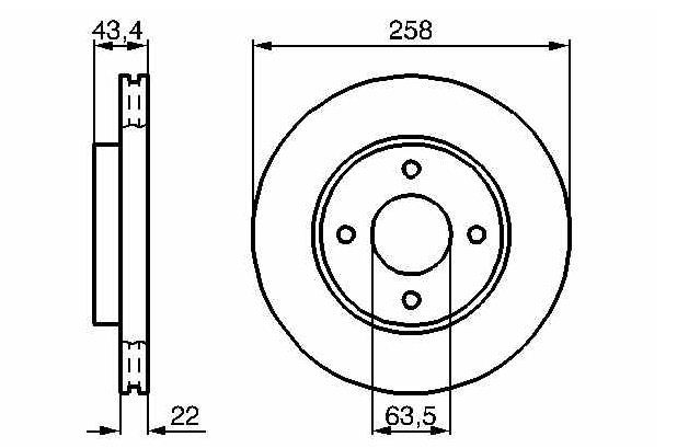 BOSCH 0986479R64 — FREN DİSKİ ÖN (258MM)( FORD FOCUS 98-02 - FİESTA 02- ) ( MAZDA 2 03- )