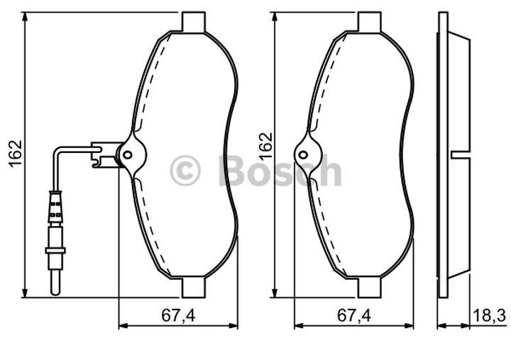 BOSCH 0986494163 — FREN BALATASI ÖN (FIAT SUCUDO 1.6JTD 2.0JTD CITROEN JUMPER 1.6 HDI 2.0 HDI PEUGEOT EXPERT 1.6 HDI 2.0 HDI