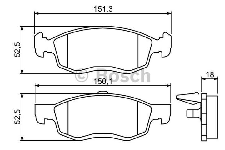 BOSCH 0986494197 — FREN BALATA SANDERO 08-13 / LOGAN 04-12 / LOGAN MCV 07-13 / LOGAN PICK-UP 07= ÖN