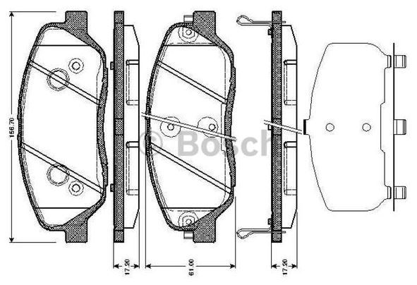 BOSCH 0986494227 — FREN BALATASI ÖN HYUNDAI SANTAFE 06-10 / SANTAFE 15- / H350 2.5 CRDI / KIA SORENTO 11- / SSANGYONG