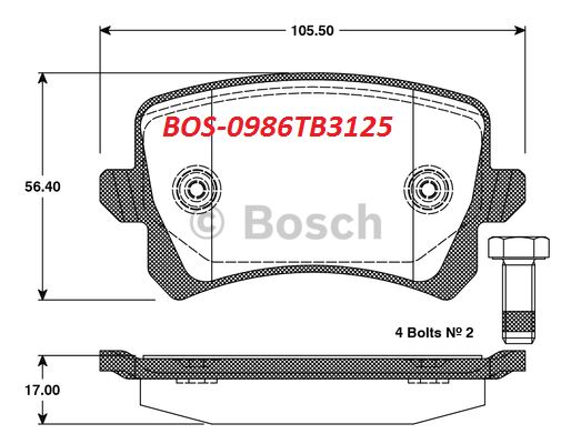 BOSCH 0986494344 — FREN BALATASI ARKA PASSAT-CADDY-GOLF5-GOLF6-JETTA-A3-LEON 04-