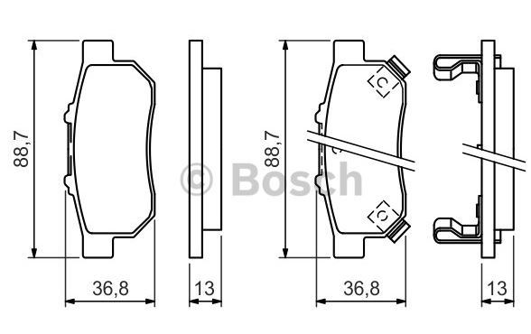 BOSCH 0986494392 — DİSK BALATA ARKA HONDA CIVIC IV, CRX II, JAZZ II, JAZZ III, PRELUDE III 1.6, 1.5, 1.2, 2.0, 1.4 87-