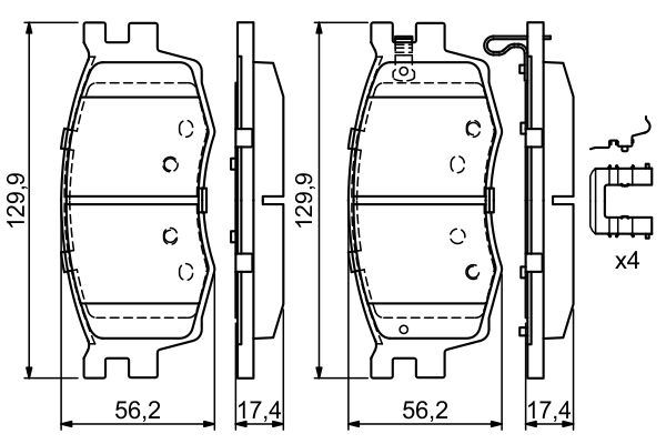 BOSCH 0986494617 — ÖN FREN BALATA HYUNDAI ACCENT ERA 1.4L 1.6L benzinli 06-10 1.5L CRDi dizel 06> / İ20 1.4L D4FC CRD i