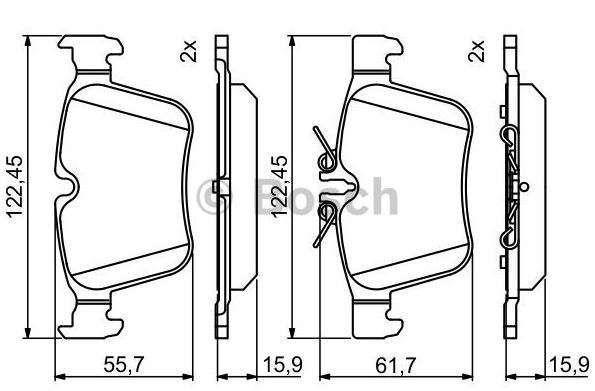 BOSCH 0986495394 — FREN BALATASI ARKA MERCEDES C-CLASS W205 S205 C205 A205