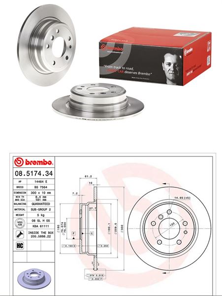 BREMBO 08517434 — FREN DİSKİ ARKA BMW E34 518I 520I 525I 530I (300 MM)